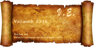 Valasek Erik névjegykártya
